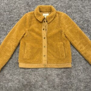 Madewell Mustard Cropped Long Sleeve Warm Sherpa Jacket Size XS